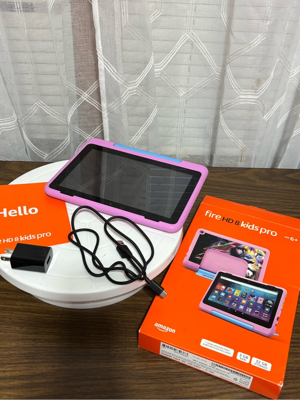 Amazon Fire HD 8 Kids Pro Tablet in Pink with Blue Accent
